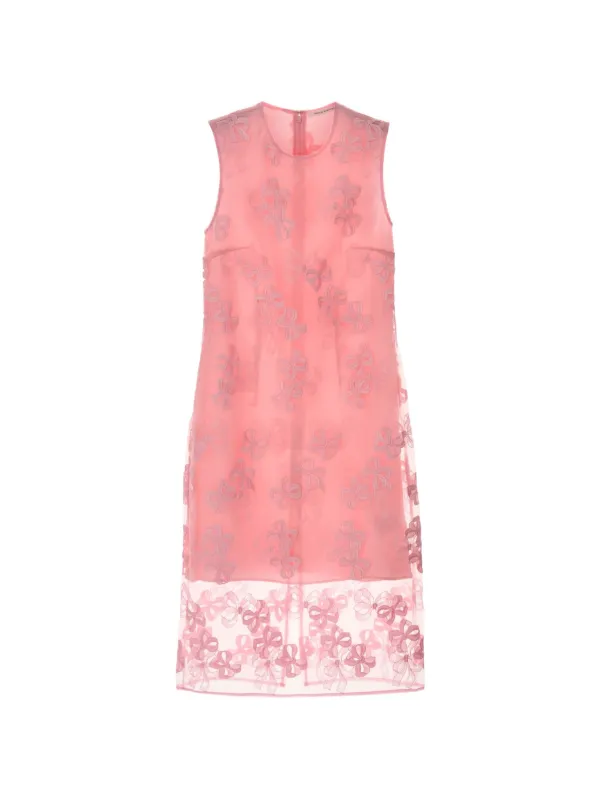 Cecilie Bahnsen Devin Bow-embroidered Midi Dress in Pink