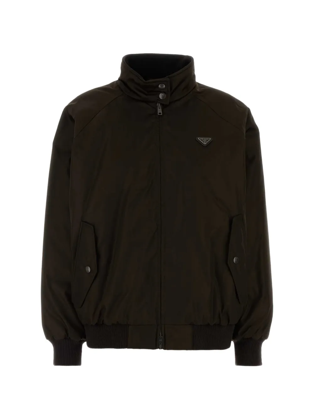 Prada Re-Nylon logo-plaque bomber jacket - Braun