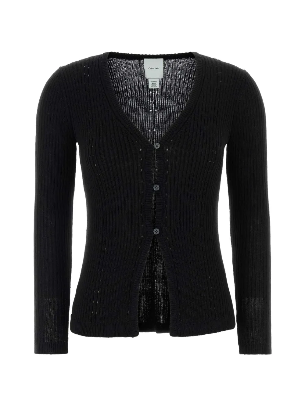 Calvin Klein Cardigan a coste con scollo a V - Nero