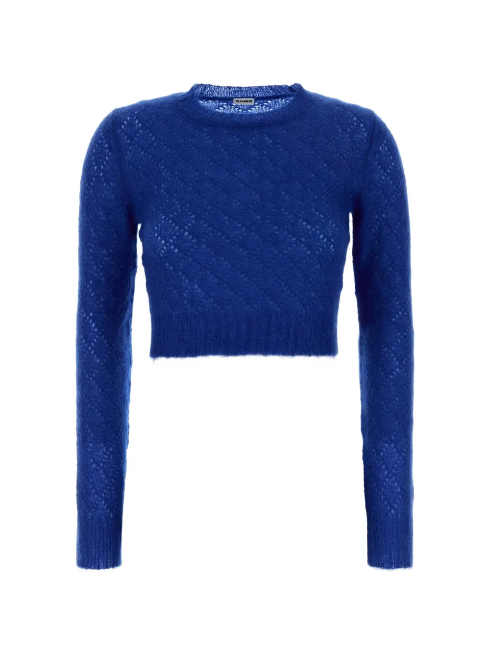 Jil Sander pointelle-knit cropped sweater - Blau