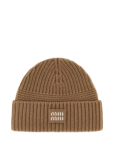 Miu Miu camel wool blend beanie hat