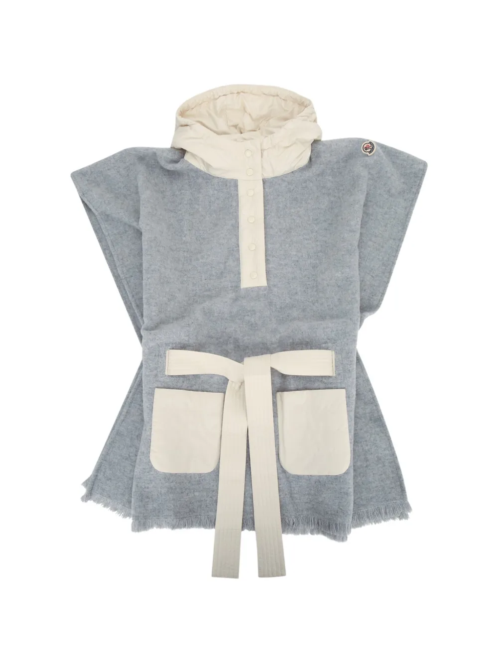 Moncler Enfant cape frangée à capuche - Gris Moncler Enfant cape frangée à capuche - Gris