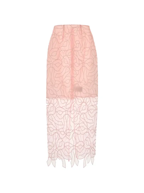 Cecilie Bahnsen Bow-embroidered Organza Mid Skirt in Pink