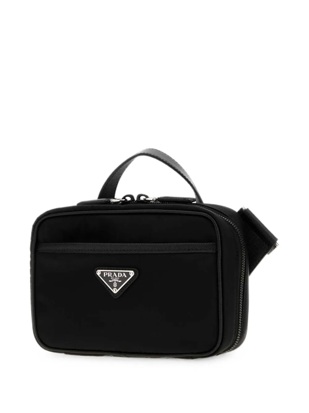 Prada Re-Nylon en Saffiano-leren schoudertas Zwart