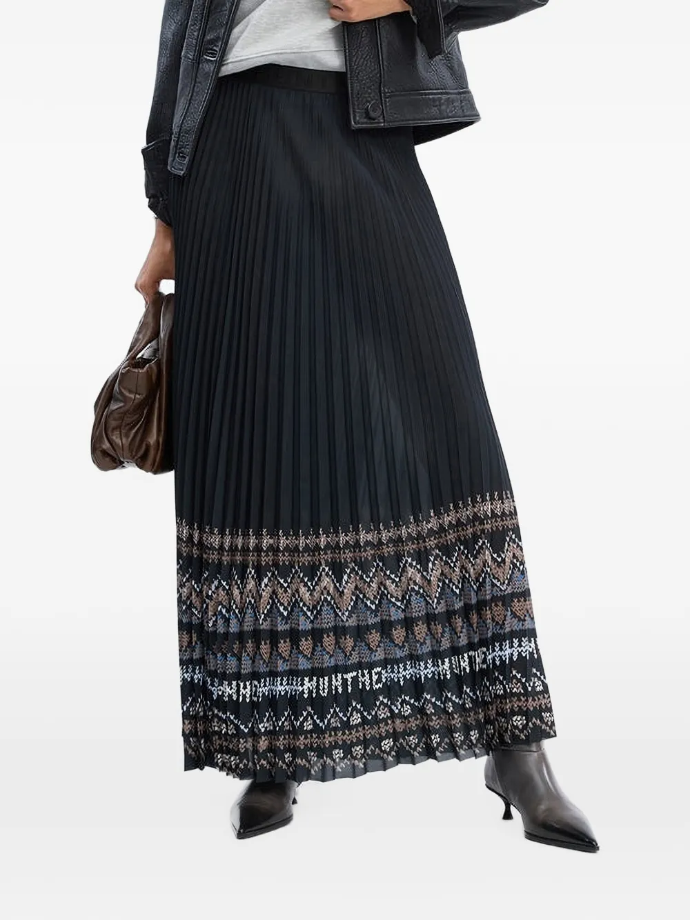 MUNTHE Taulla pleated long skirt Zwart