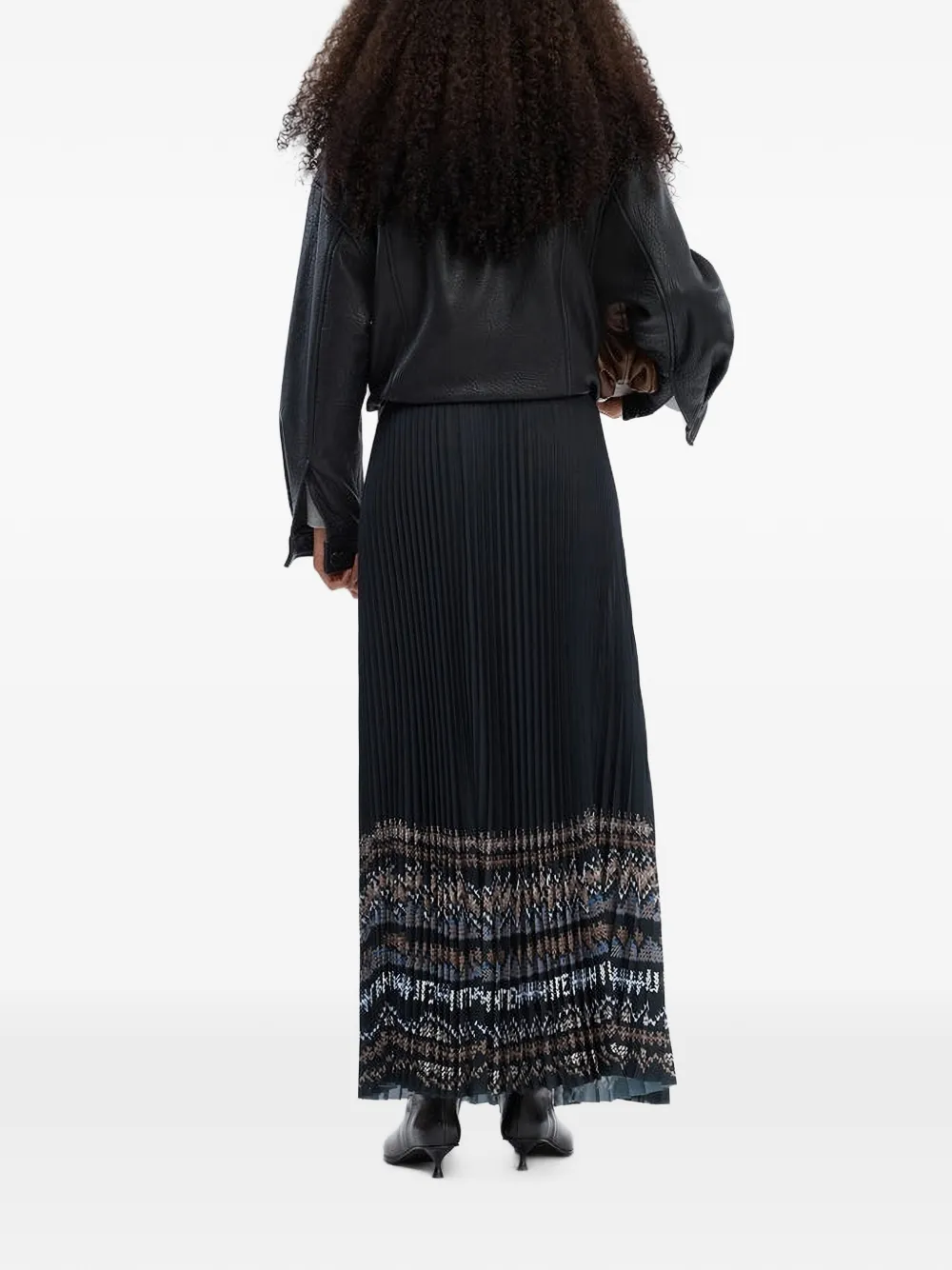 MUNTHE Taulla pleated long skirt Zwart