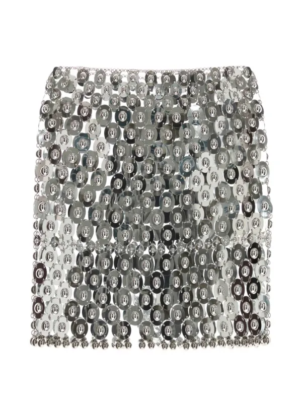 Rabanne Disc-embellished Chainmail Mini Skirt in Silver