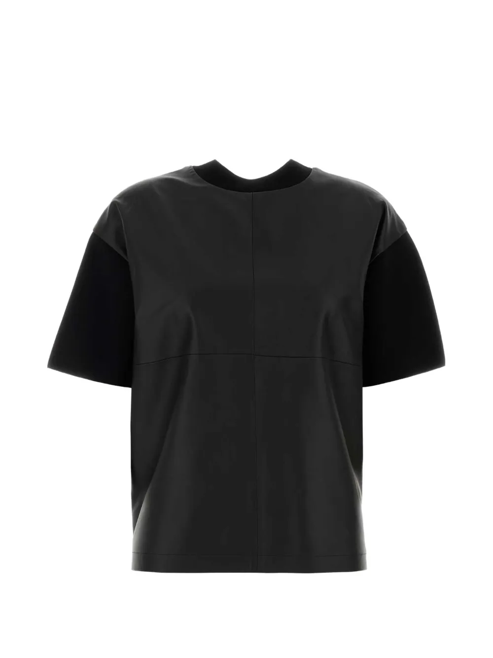 Max Mara Leather And Viscose Crepe Boxy Sweater Black In Schwarz