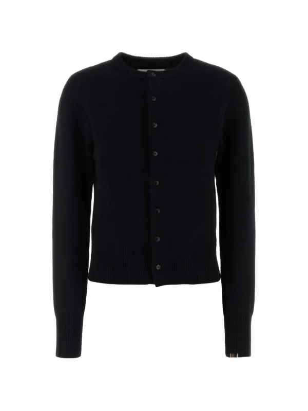 Extreme Cashmere Crew-neck Button-up Cardigan in Black