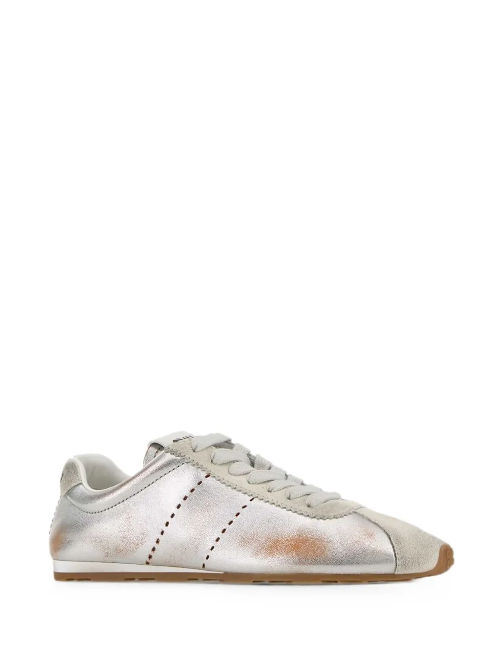 Miu Plume metallic sneakers Zilver