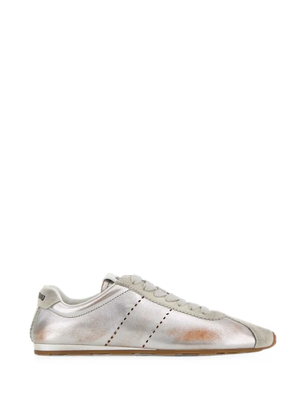 Miu Plume metallic sneakers Zilver