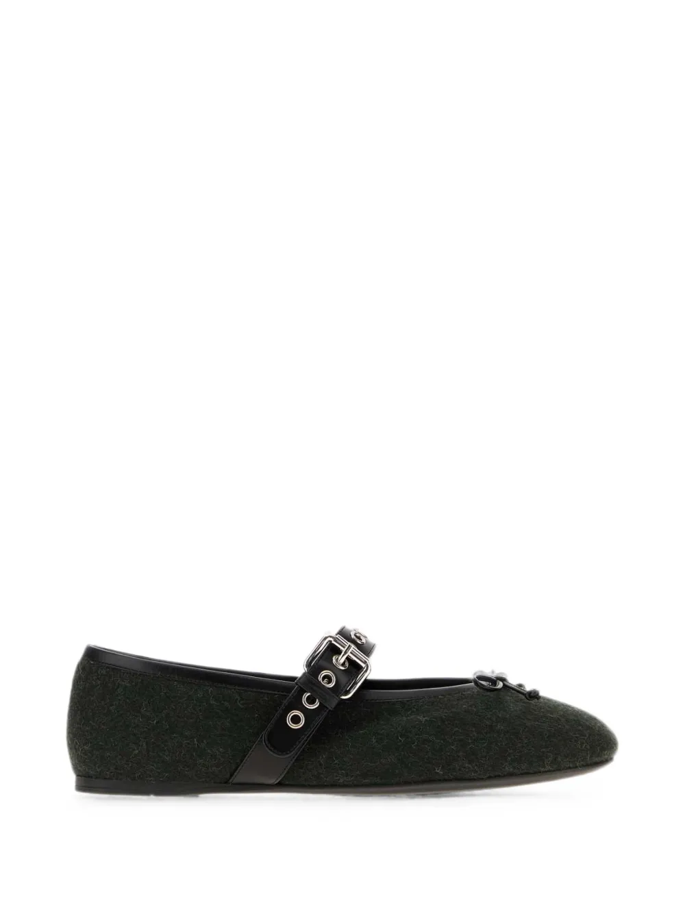 Miu bottle-green flannel ballerinas Groen