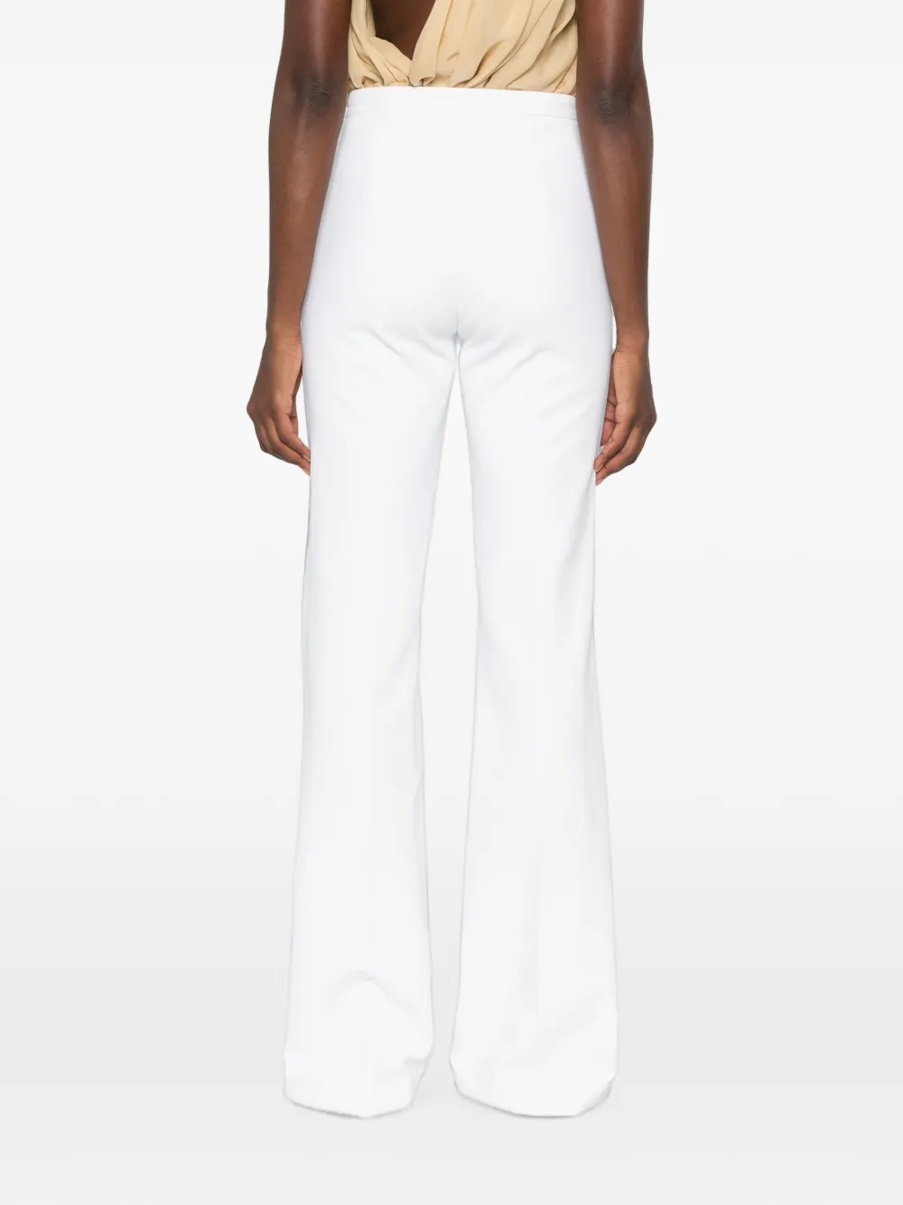Elisabetta Franchi Flared broek met goudkleurig plakkaat Wit