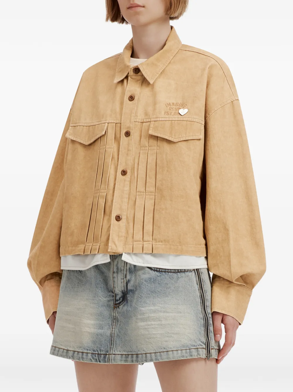 izzue Geplooid oversized jack Beige