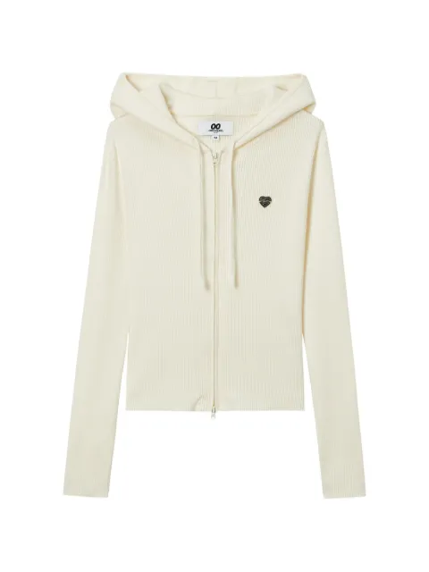 CHOCOOLATE ribbed-knit zip-up hoodie
