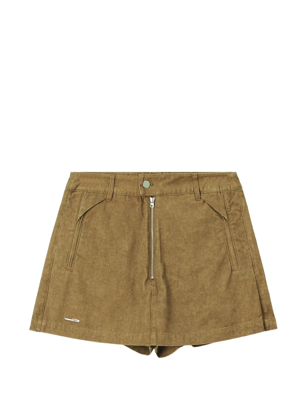 izzue exposed-zip cotton skort - Marrone