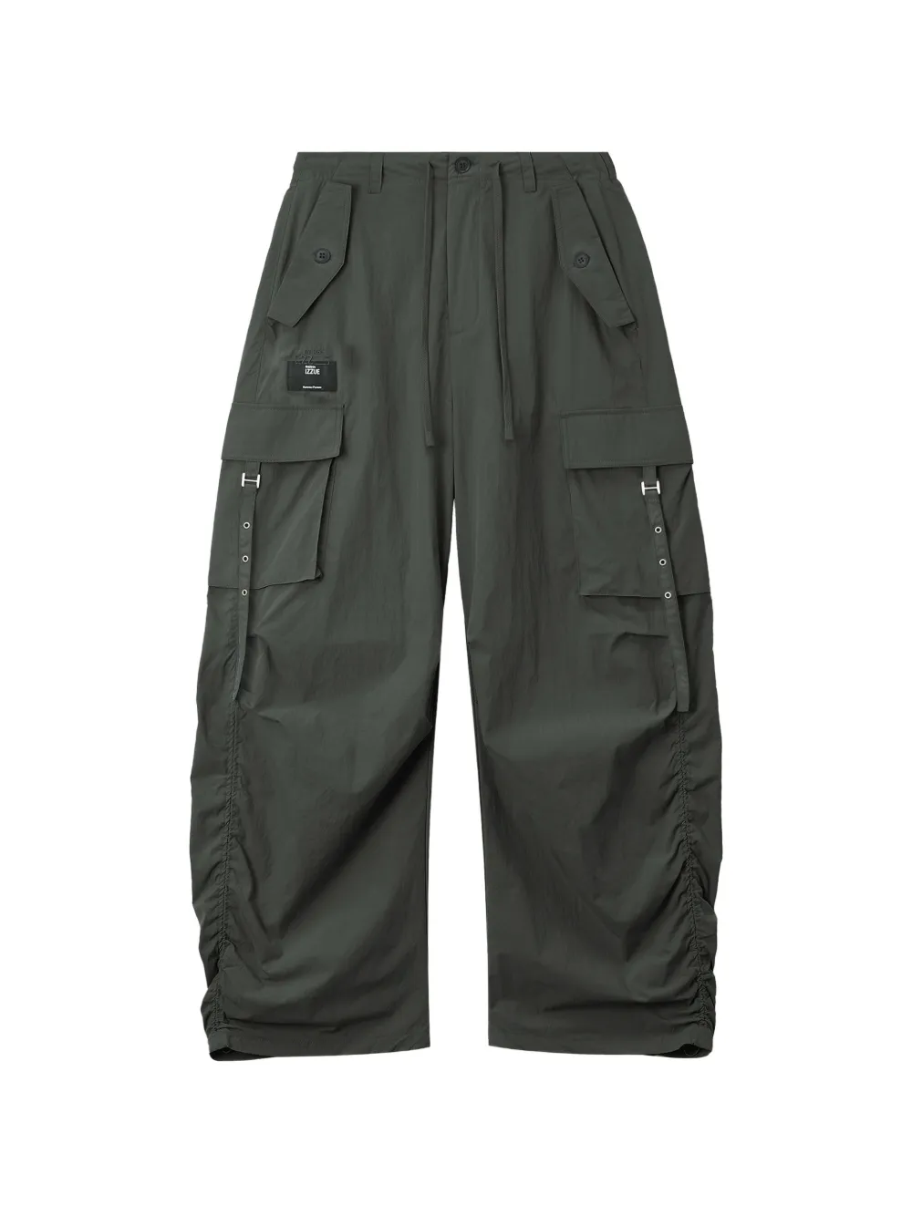 Izzue Buckle-detail Ruched Cargo Pants In Green