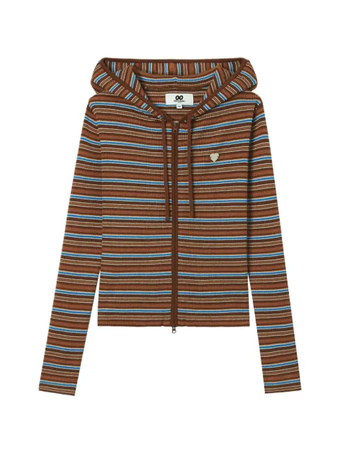 CHOCOOLATE striped ribbed-knit hoodie