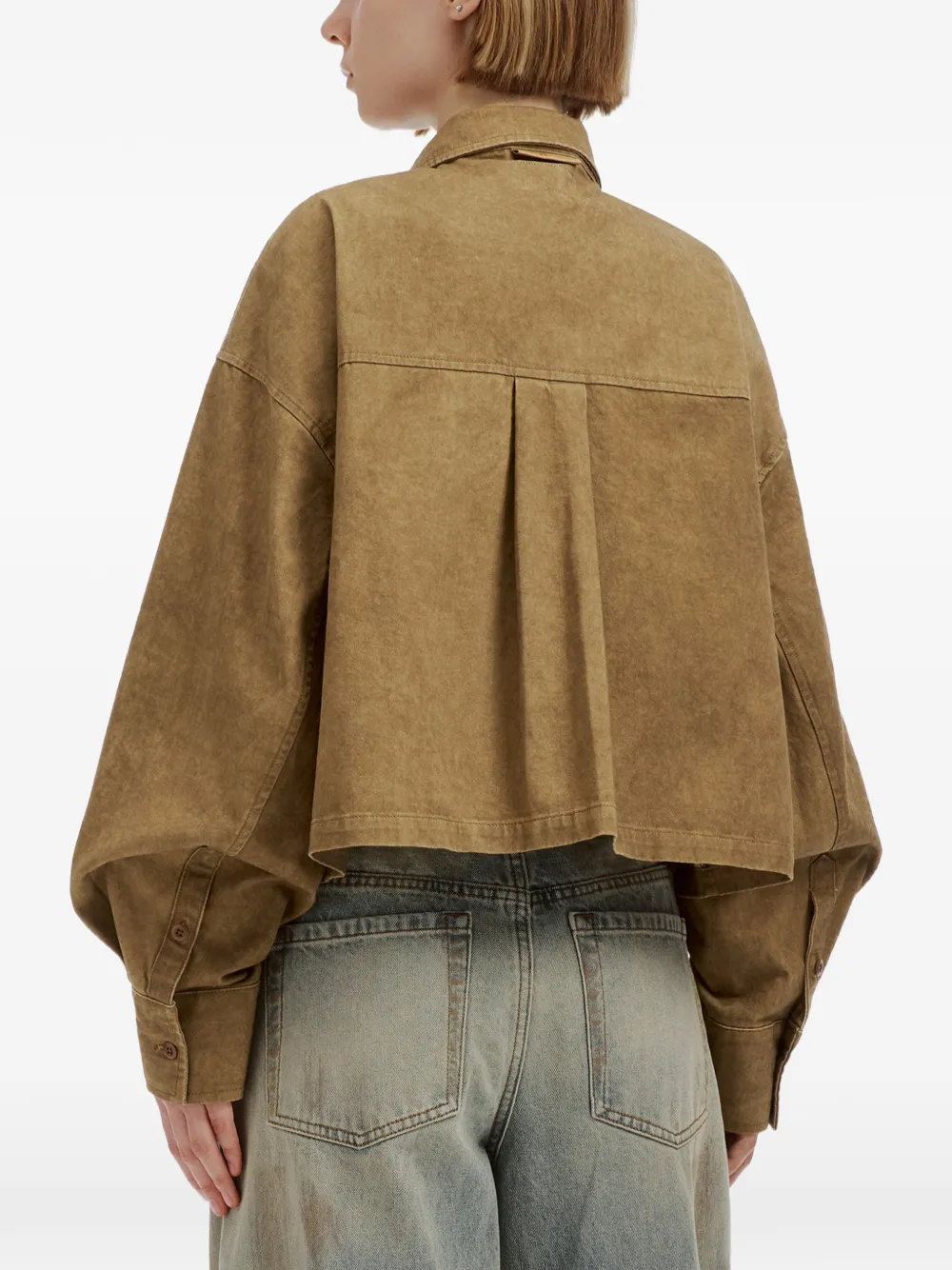 izzue Oversized jack met geplooid detail Bruin
