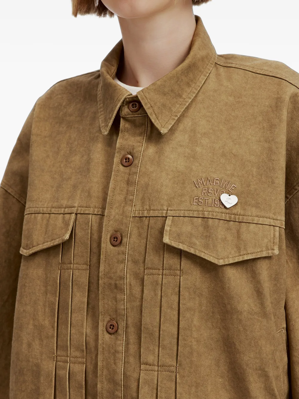izzue Oversized jack met geplooid detail Bruin