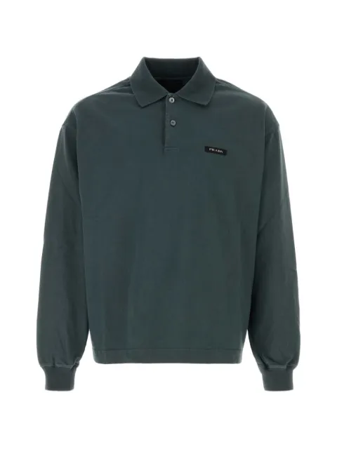 Prada Polo in cotone con logo a maniche lunghe