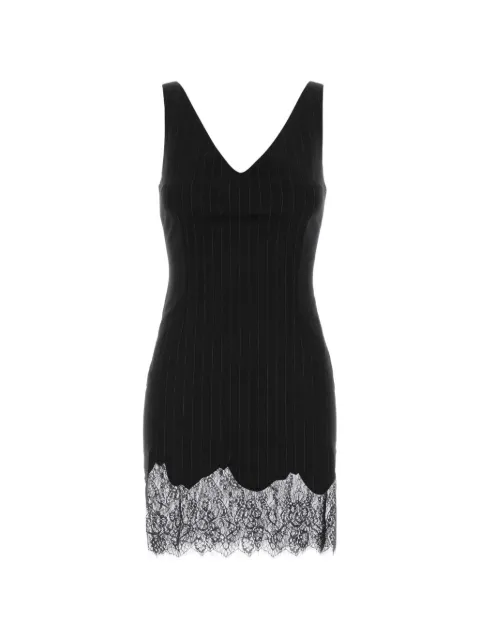 THE ANDAMANE Tori lace-trim pinstripe mini dress