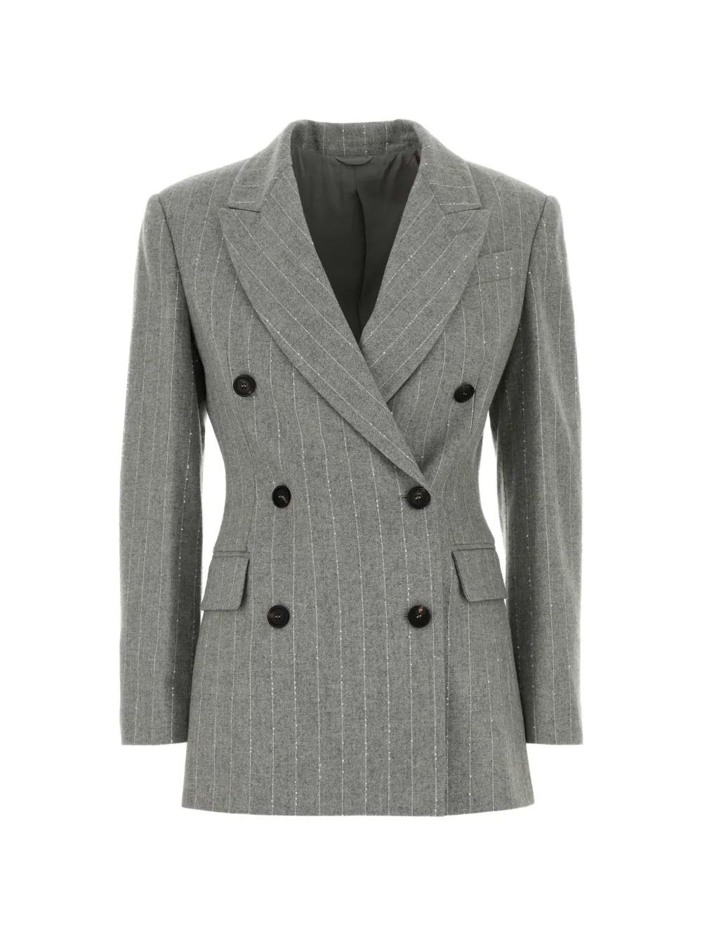 Brunello Cucinelli Blazer doppiopetto con paillettes - Grigio