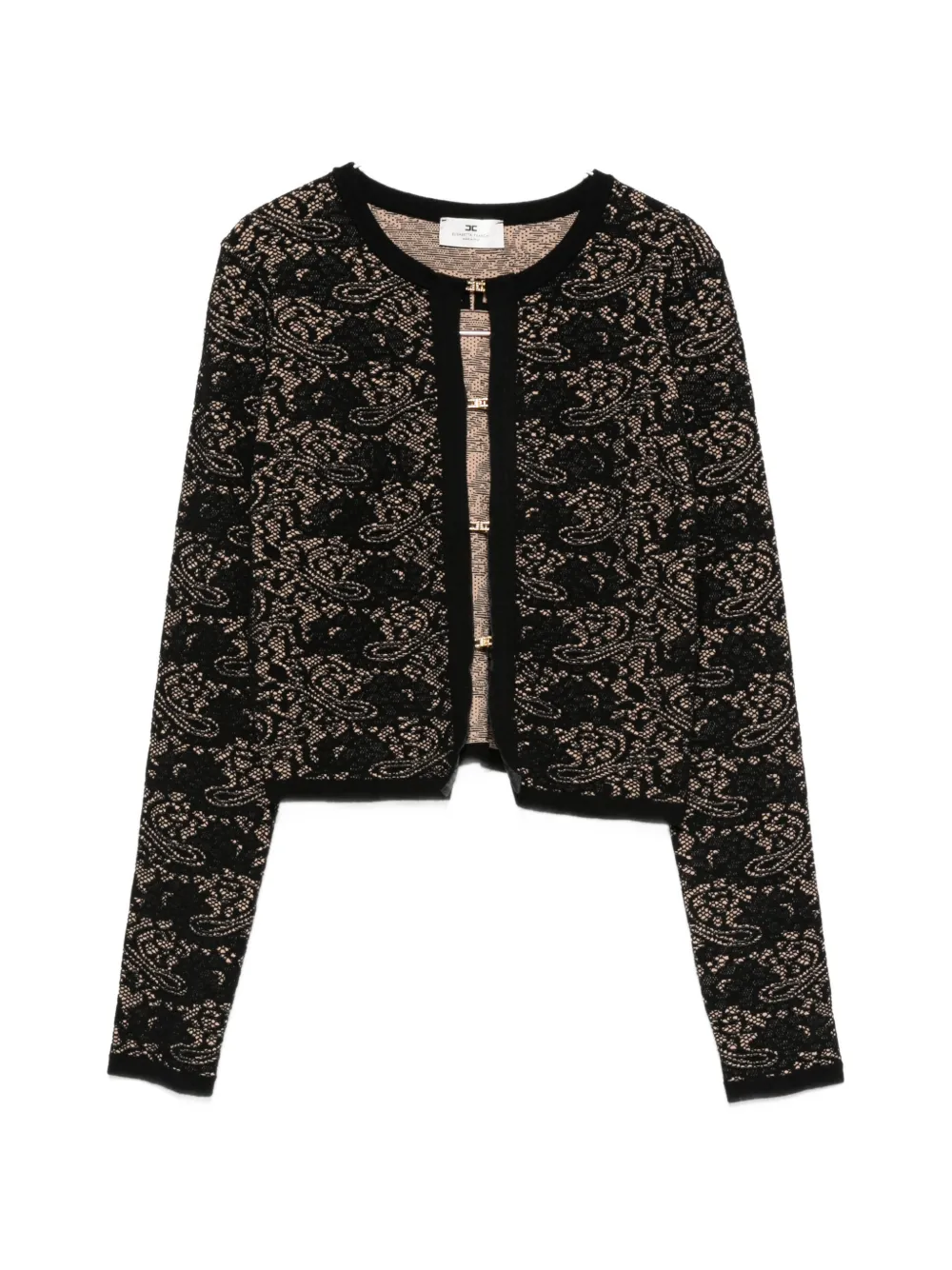 Elisabetta Franchi lace-pattern logo-plaque sweater - Schwarz