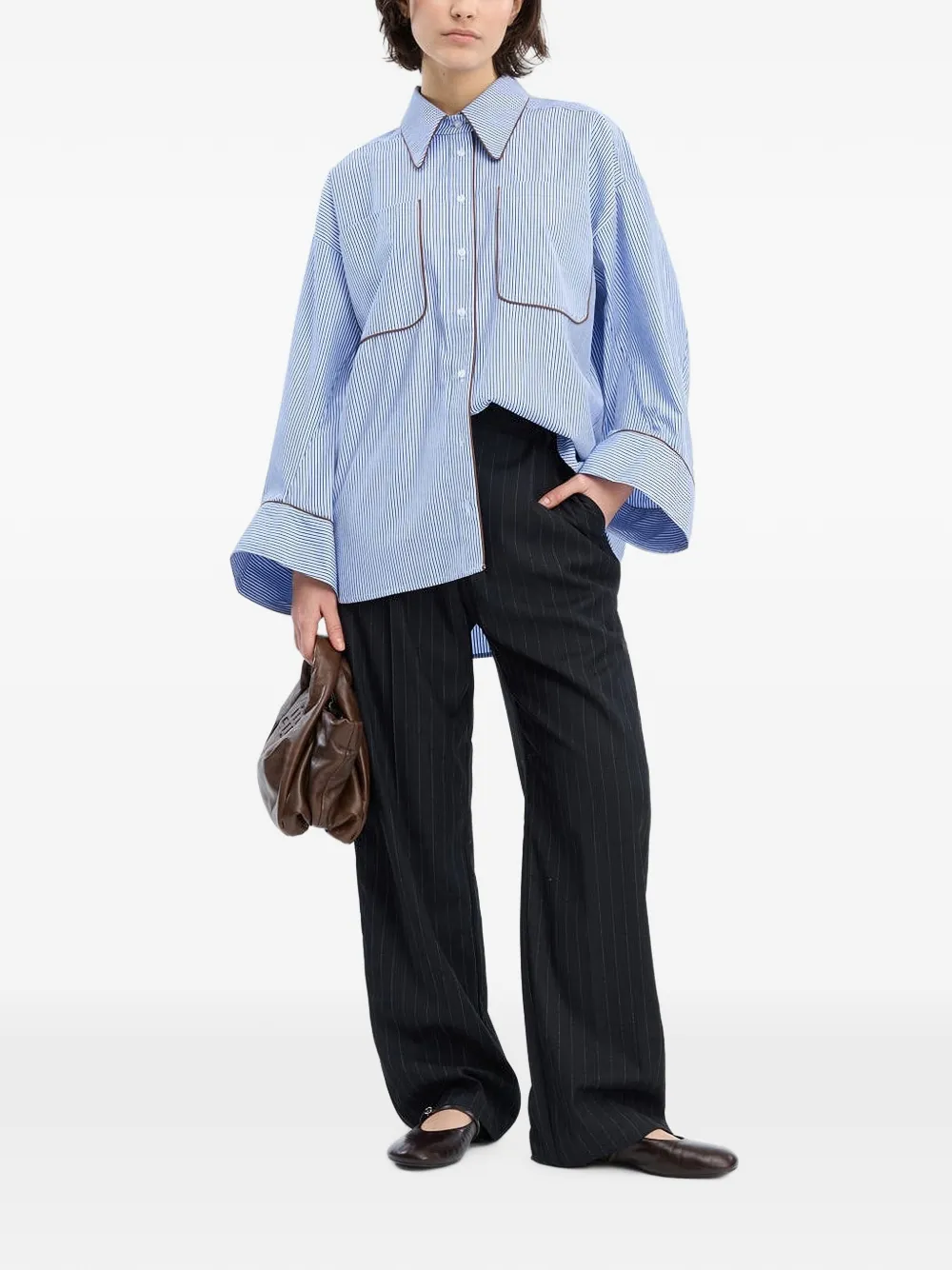 MUNTHE Voyage gestreepte blouse Blauw