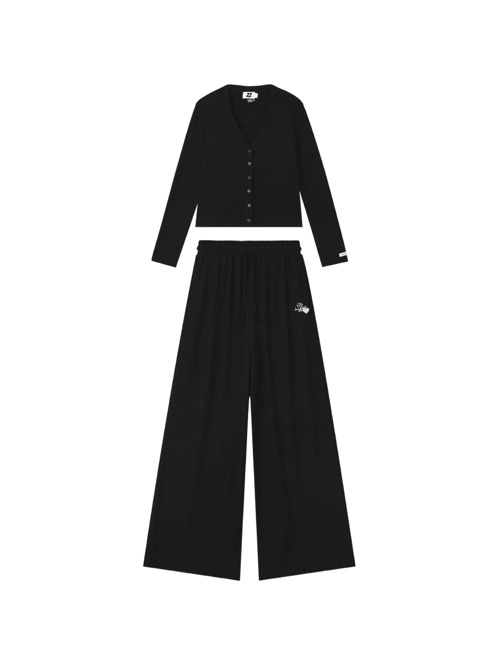 izzue Set aus Cardigan und Hose mit Logo - Schwarz