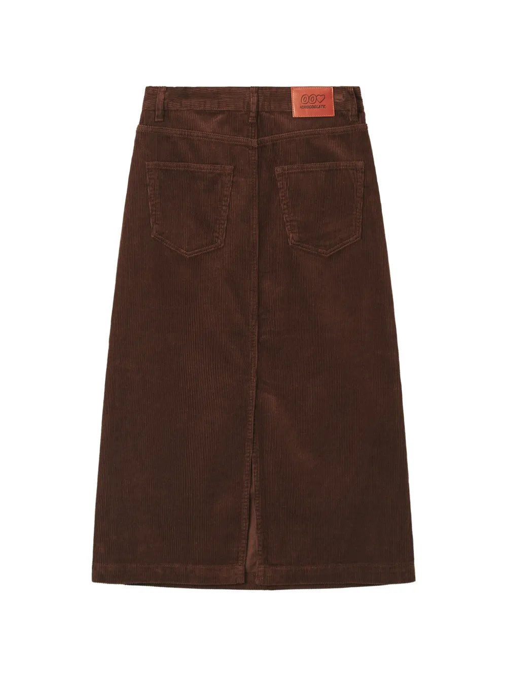 CHOCOOLATE Ribfluwelen midi-rok met hartpatroon Bruin