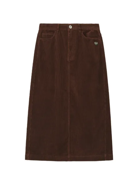 CHOCOOLATE corduroy heart-motif midi skirt