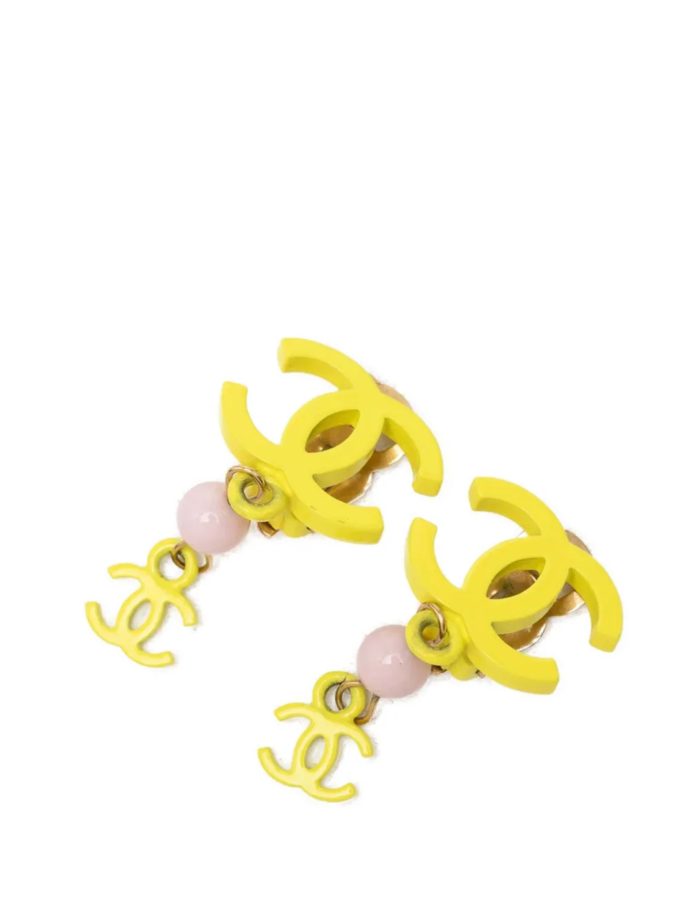 CHANEL Pre-Owned 2003 CC Resin Bead Drop Clip On Earrings costume earrings - Giallo