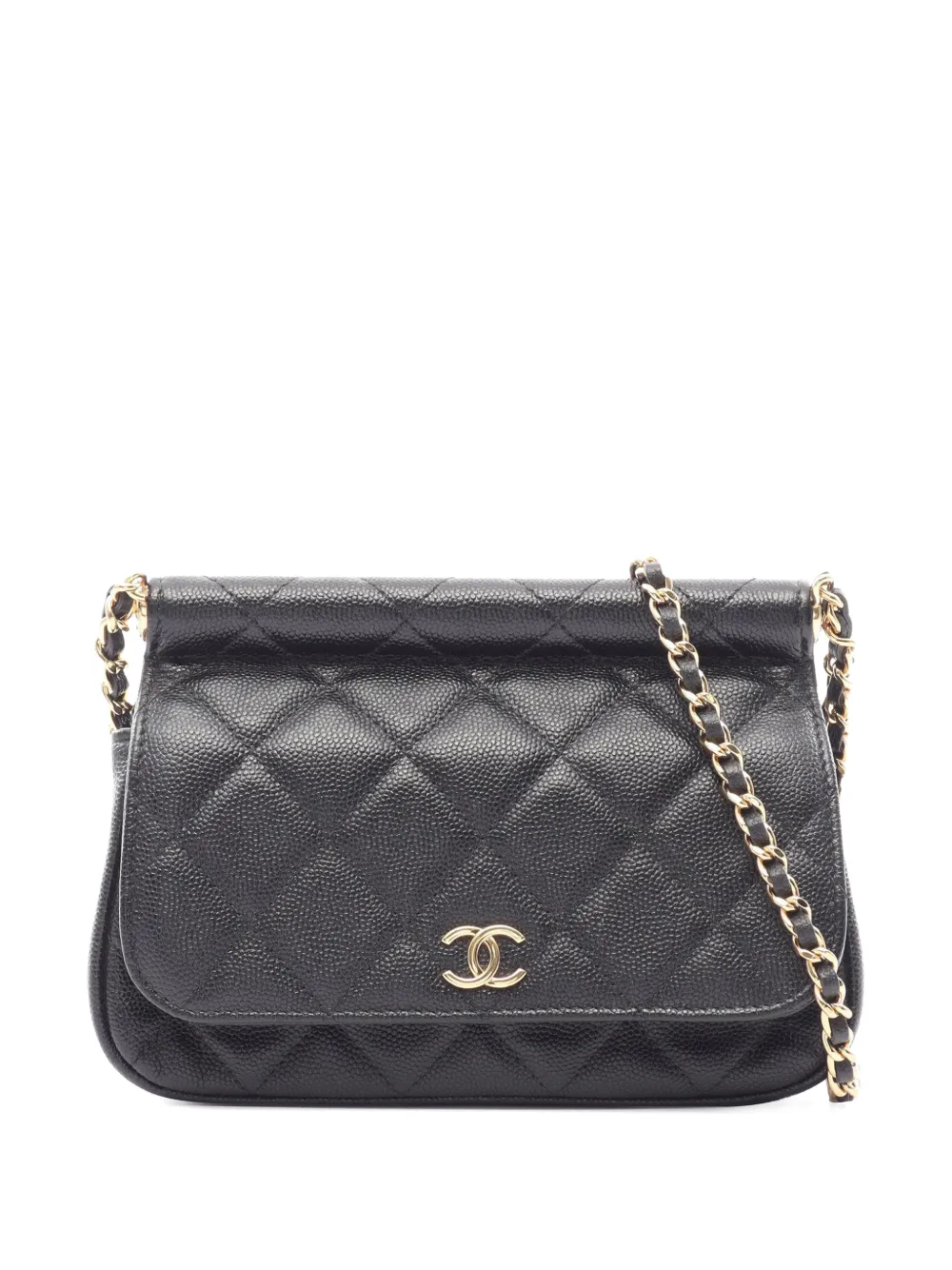 CHANEL Pre-Owned 2021-2026 CC Quilted Caviar Single Flap crossbody bag - Schwarz