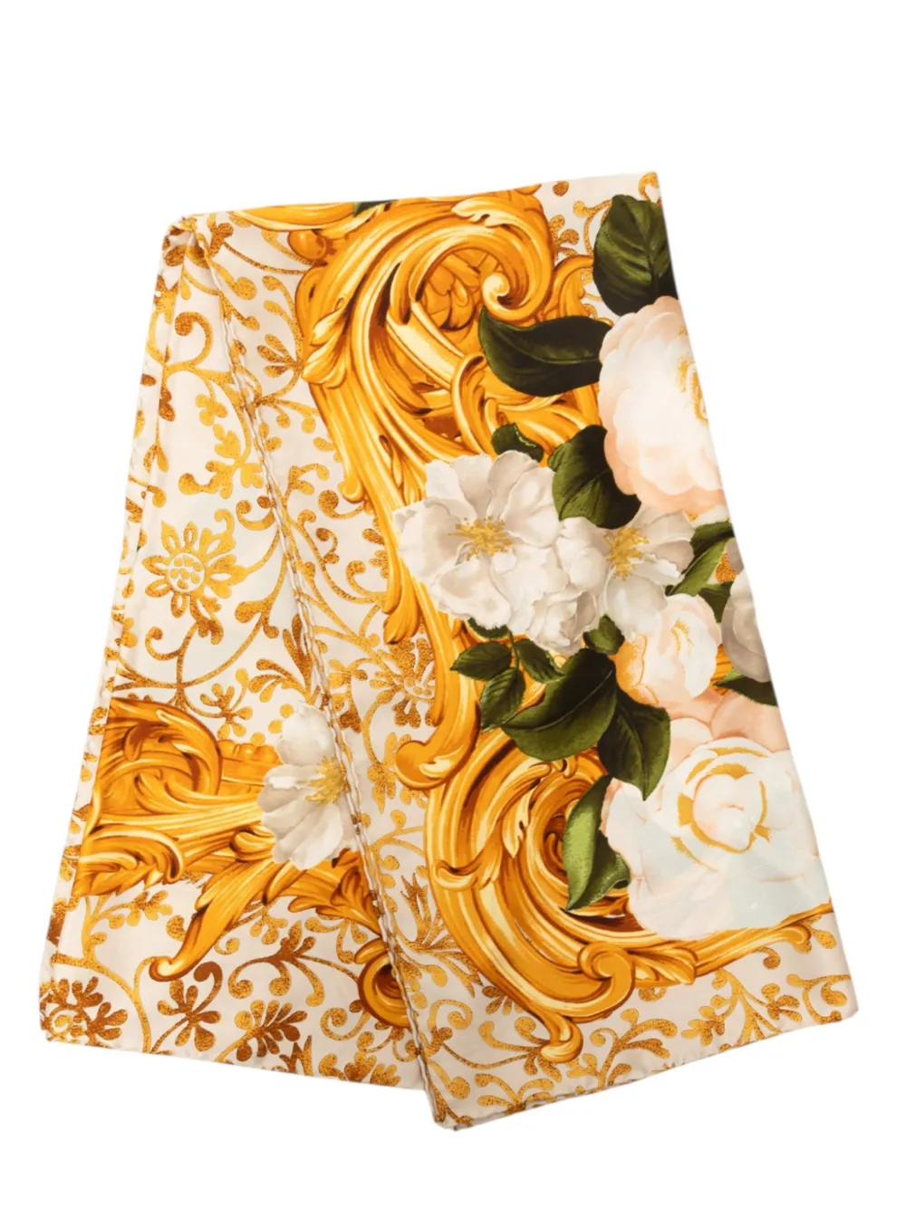 CHANEL Pre-Owned 2000-2026 Camellia Baroque Silk Scarf scarves - Gold