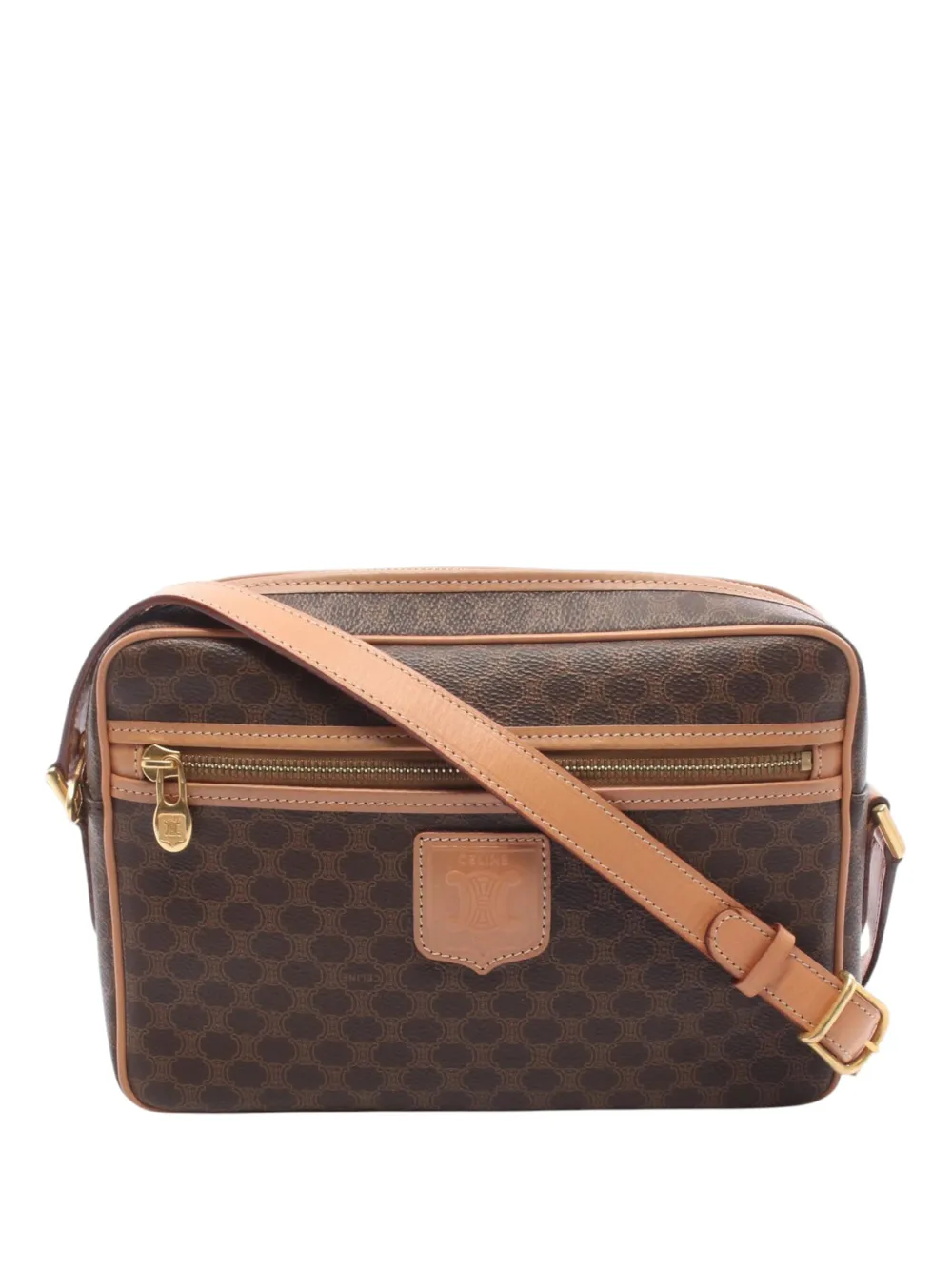 Celine Pre-Owned 2014 Macadam Coated Canvas crossbody bag - Braun