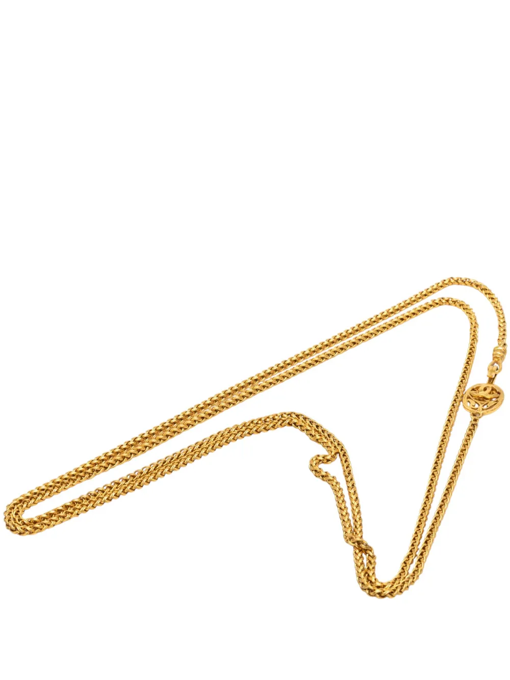 CHANEL Pre-Owned 1995 Gold Plated Medallion Double Strand Chain Necklace costume necklace
