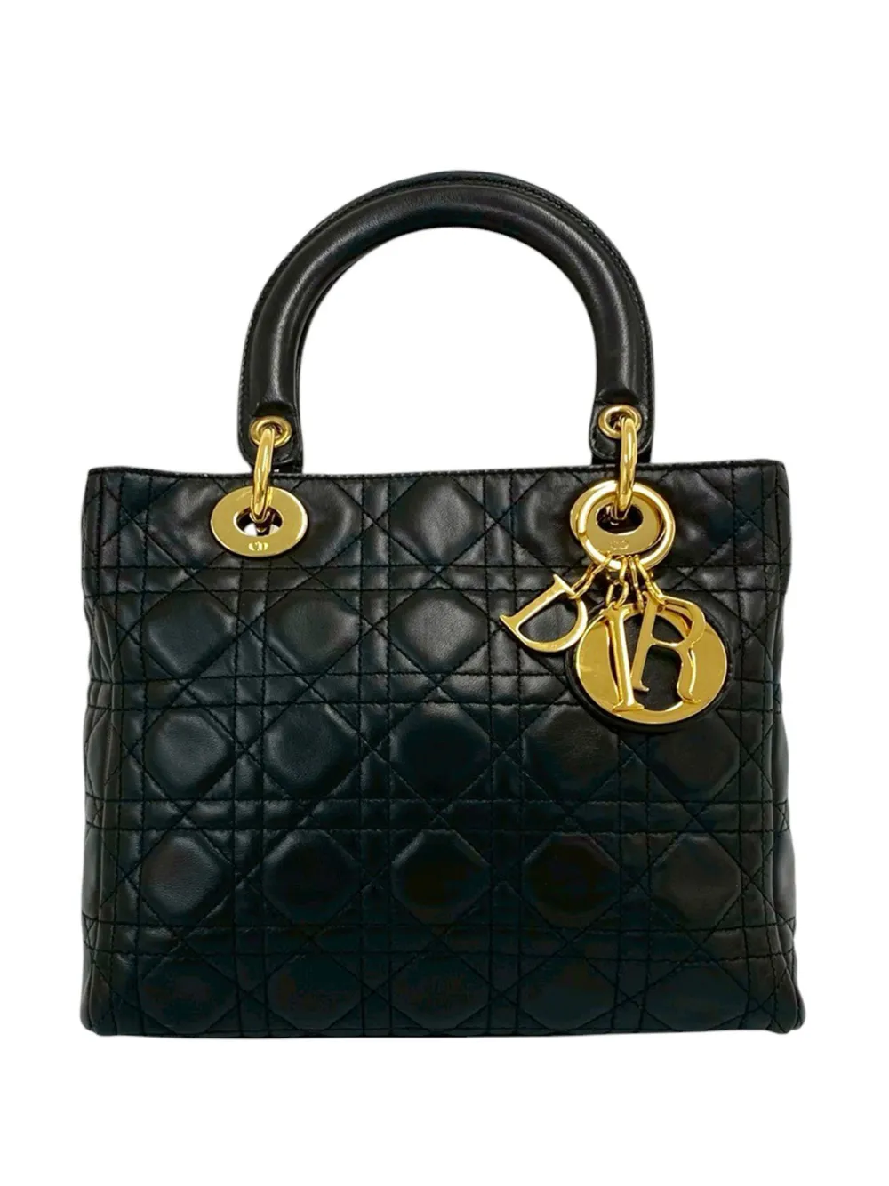 Christian Dior Pre-Owned 2010-2026 Medium Lambskin Cannage Lady Dior satchel - Nero