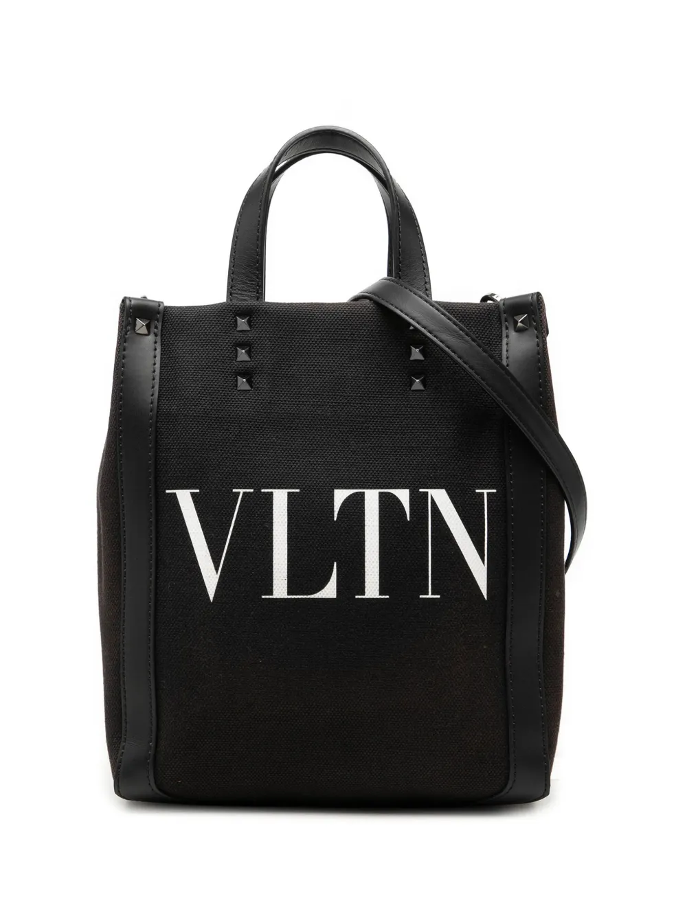 Valentino Garavani Pre-Owned 2018-2026 Mini Canvas Rockstud VLTN Tote satchel - Nero