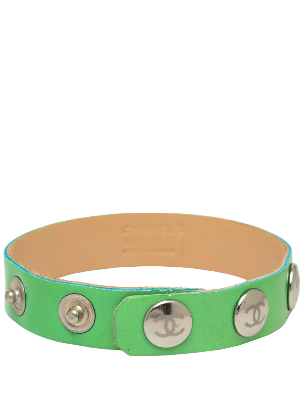 CHANEL Pre-Owned 2000 CC Calfskin Stud Bracelet costume bracelet - Verde