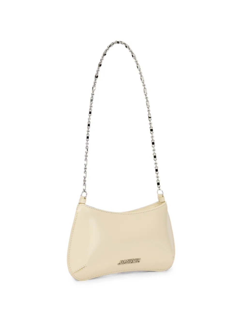 Jacquemus Bisou leren schoudertas met ketting Beige