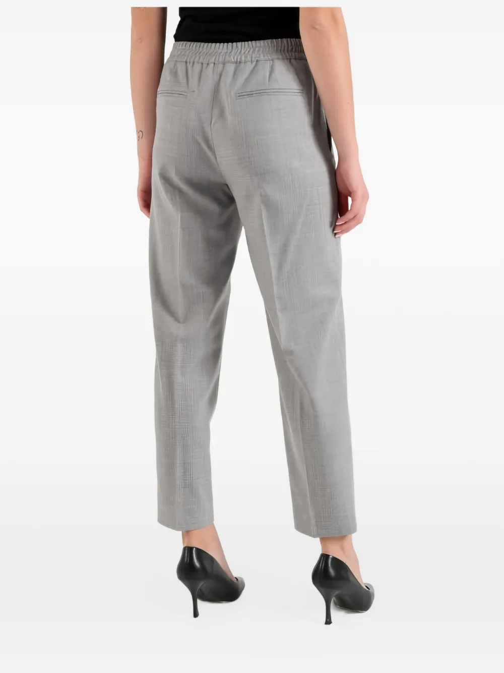 Seventy elasticated-waistband cropped trousers Grijs
