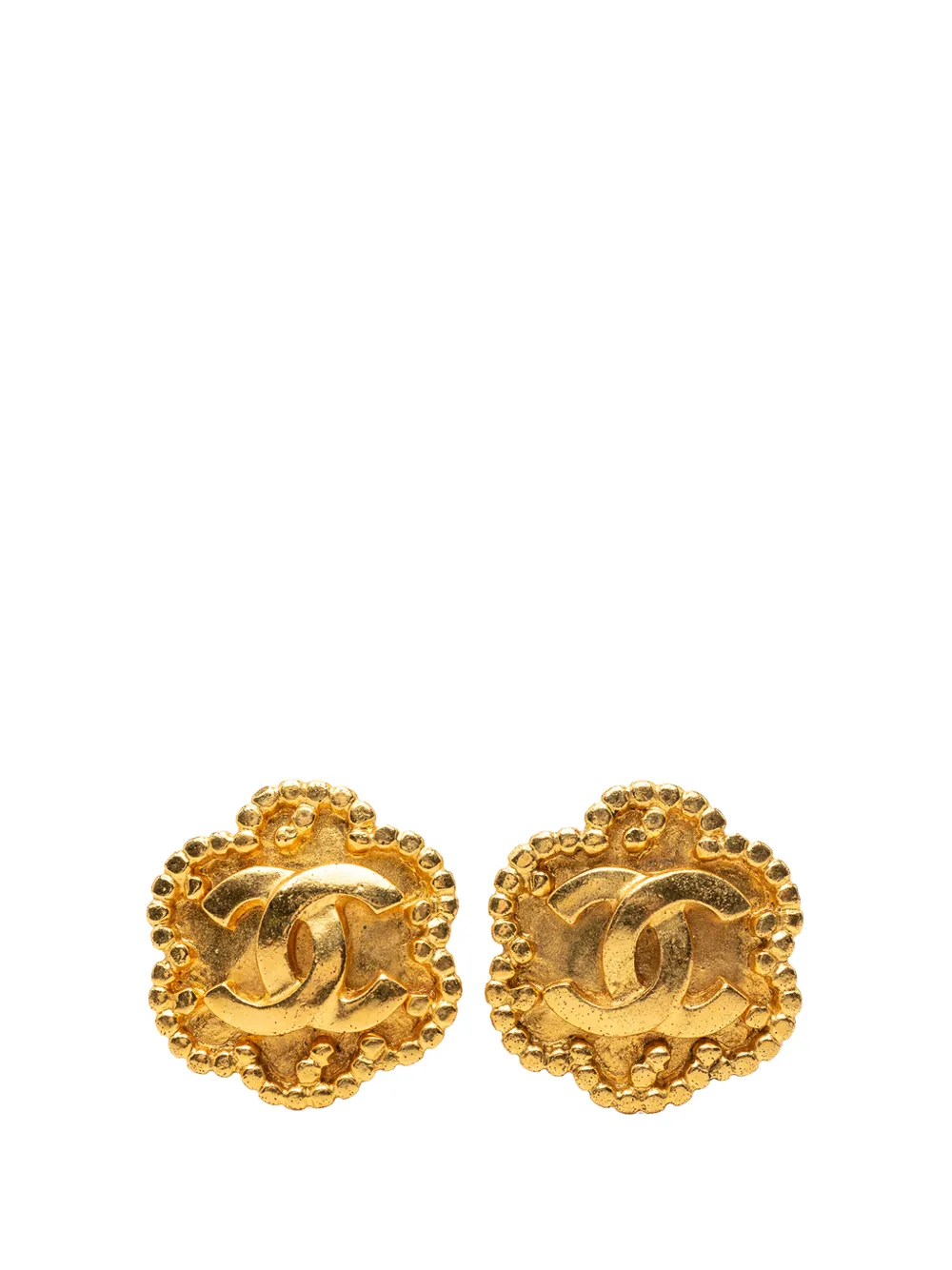 CHANEL Pre-Owned 1990-2010 CC Gold Plated Flower Clip On Earrings costume earrings