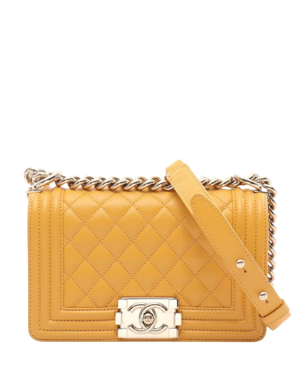 CHANEL Pre-Owned 2021-2026 Small Quilted Caviar Boy Flap crossbody bag - Gelb