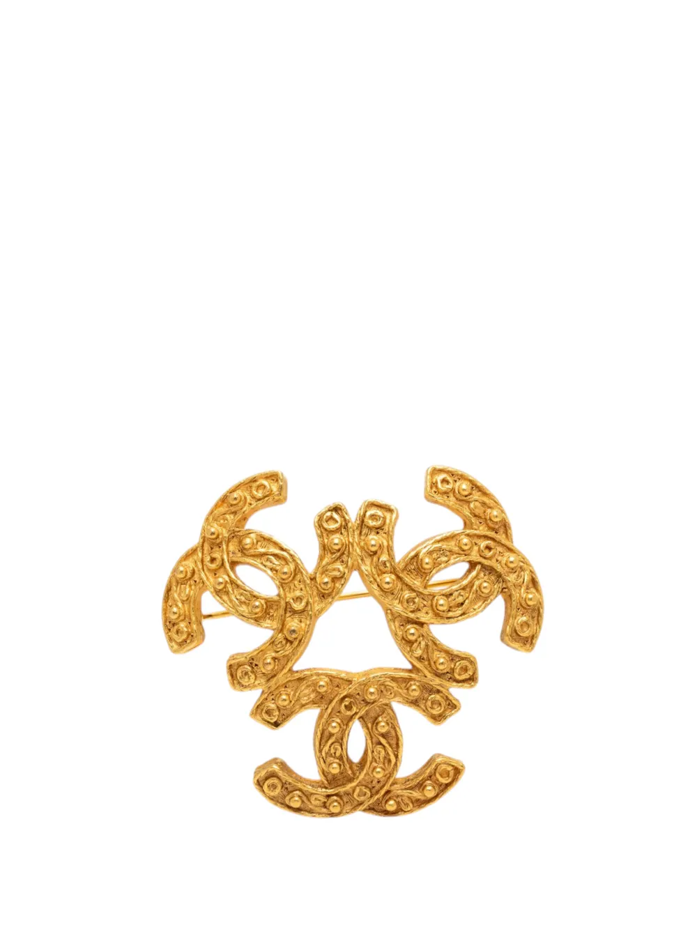 CHANEL Pre-Owned 1994 Gold Plated Triple CC Brooch costume brooch - Oro