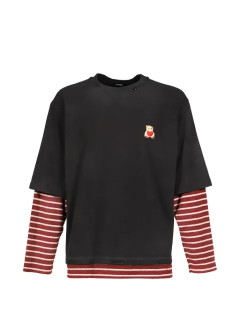 We11done Heart Teddy layered-sleeve bear-patch T-shirt