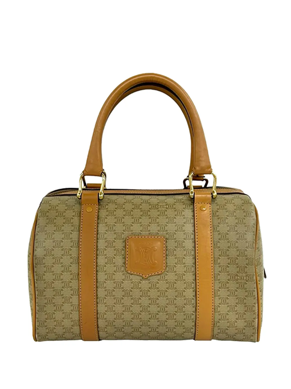 Celine Pre-Owned 20th Century Macadam Coated Canvas boston bag - Nude