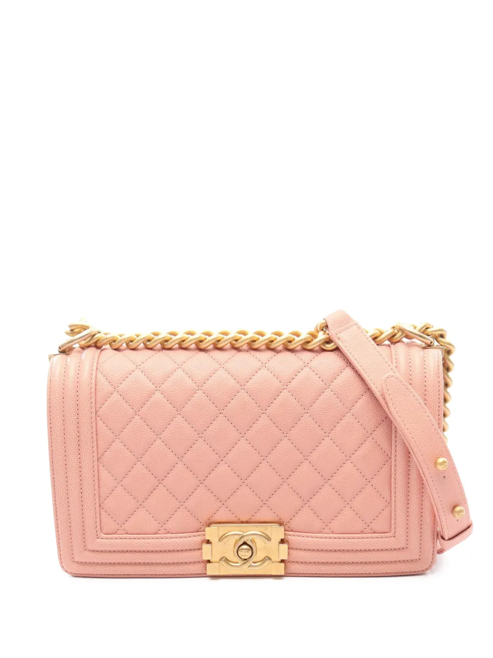 CHANEL Pre-Owned 2018 Old Medium Quilted Caviar Boy Flap crossbody bag - Rosa