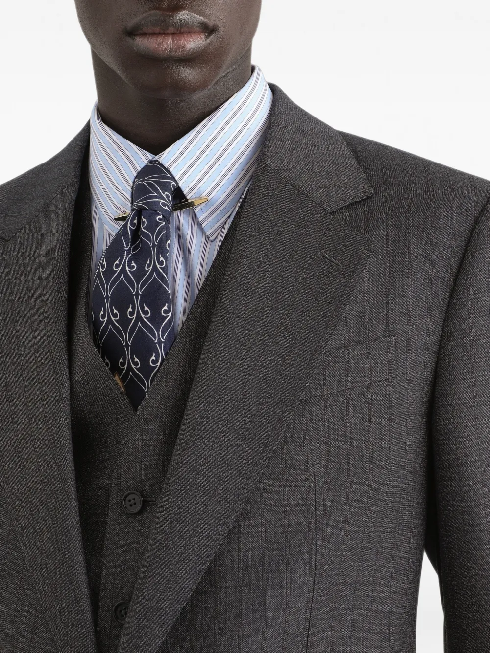 Dolce & Gabbana Blazer met krijtstreep en gekerfde revers Grijs