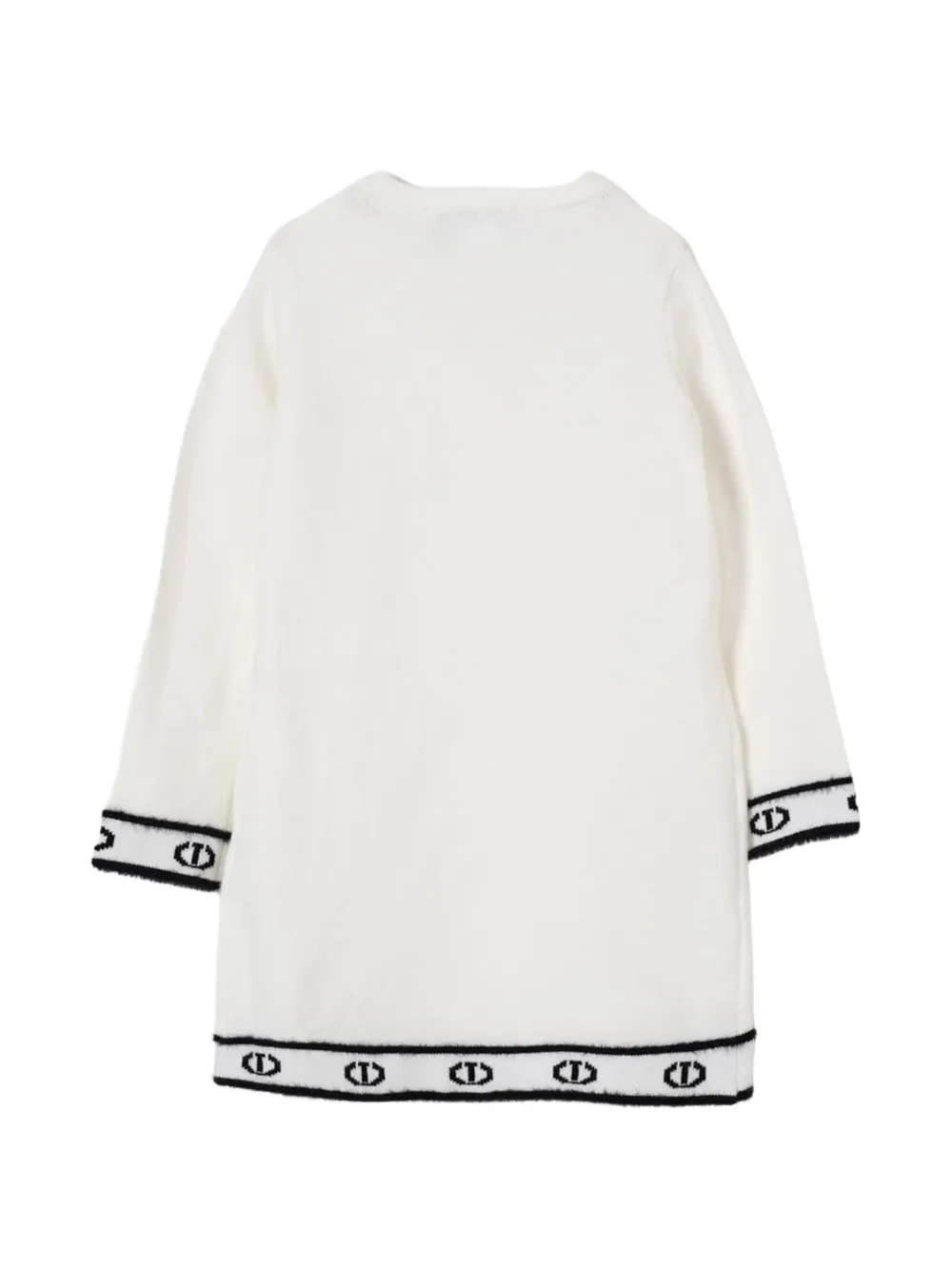 TWINSET Kids Jurk met knoopdetail en logo-intarsia Wit